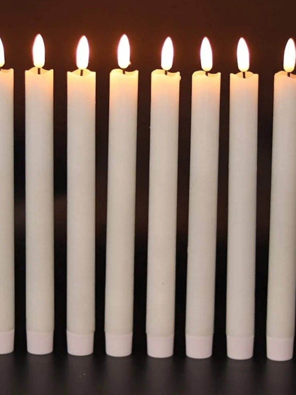 Set of 8 White LED Flameless Taper Candles - Picture 2 of 8